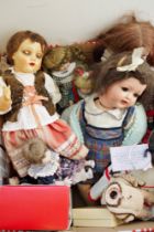 Large quantity of various composition, vinyl, bisque and other dolls including costume dolls (2