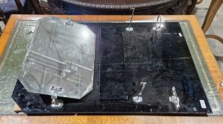 Early to mid 20th century Art Deco bathroom splashback, the black glass back with octagonal bevelled