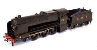 Possibly Bassett and Lowke live steam 4-6-0 O gauge No.45899 and six wheel LMS tender with black