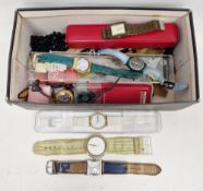 Various Swatch watches, Omega boxes and other watches