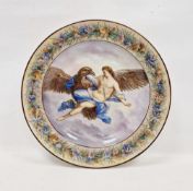 Late 19th century Continental porcelain charger, impressed G/3 mark, painted with Ganymede