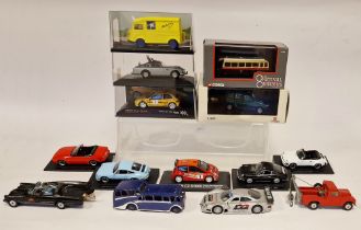 Two boxes of diecast models to include boxed Corgi The Original Omnibus Company 97850 L5G Merthyr