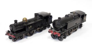 Two clockwork O gauge locomotives to include 4-4-4 LN locomotive black livery, and 4-4-2 LMS no.