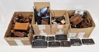 Quantity of vintage cameras and equipment comprising Zeiss Ikon Super Konia, Contessa Nettel, Argus,