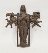 Cast iron figure of the Madonna, circa 1900, the figure standing with her arms crossed across her