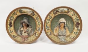 Pair of late 19th century Austrian (Johann Maresch) pottery chargers, impressed 5836, JMO marks, one