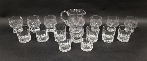 20th century Stevens & Williams cut glass part table service, comprising: a water jug and seven