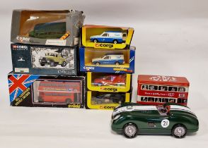 Quantity of boxed diecast model cars to include C949/1 Bedford type OB coach, Corgi C496/18 Ford
