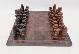 Early to mid 20th century chess set by K & C (London) in labelled pine box and a 20th century