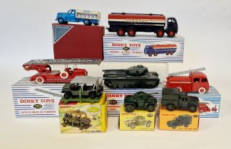 Quantity of Dinky Mattel diecast model cars to include 942 Foden 14-ton tanker, 32e Fourgon incendie