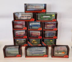 Fifteen boxed 1:76 scale Exclusive First Editions diecast model buses to include 15702 Plaxton Coach