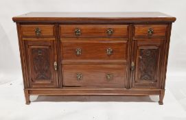 Late 19th/early 20th century mahogany sideboard base having three central long drawers flanked on