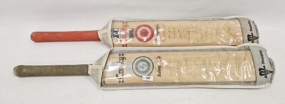 Two Hunts County Cricket autographed cricket bats, one for Australia 1993, assorted signatures, each