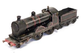 Gauge 1 4-4-0 live steam locomotive with six wheel tender black and red lined livery (appears