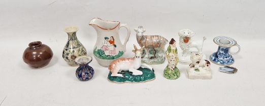 Collection of Staffordshire pottery and porcelain and other items including: a 19th century