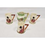 Three Crown Devon pottery musical John Peel mugs in graduating sizes, waisted cylindrical and