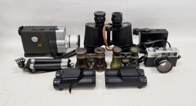 Collection of vintage cameras, binoculars and other items, including pair of Le Jockey Club, Paris
