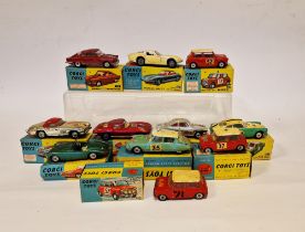 Quantity of playworn Corgi Toys with boxes (flap cut) to include 310 Chevrolet Corvette Sting Ray,