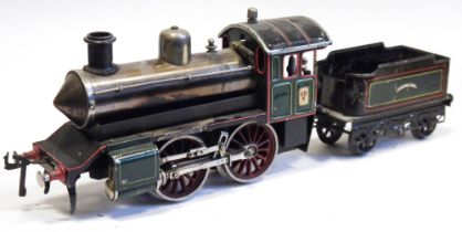 Bing gauge 1 0-4-0 steam locomotive I 48 GBN with four wheel tender, the tender with GN Bavaria