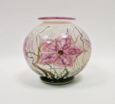 Isle of Wight studio glass vase attributed to Timothy Harris, of spherical form, with stylised