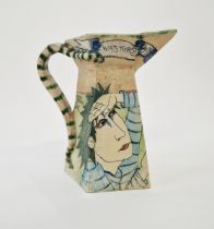 Amanda Popham (b.1954) 'I Was Thirsty And Ye Gave Me A Drink' studio pottery hexagonal jug,