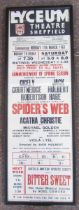 Two framed theatre billboards for: The Lyceum Theatre, Sheffield, 'The Spider's Web' by Agatha