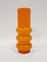 Mid-century Ryd Glasbruk, Sweden, hooped cased glass vase in orange colourway, 21cm high