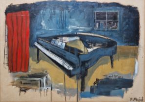Yusof Majid (Malaysia, 1970) Mixed media on paper 'Grand Piano', signed lower right, framed and