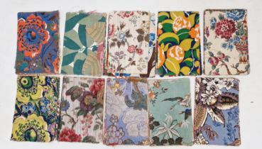 Antique French fabric/ furnishing samples to include 'Crettonne', 'Toile de Jouy' - 160 approx