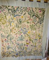 Mid-19th century crewelwork signed and dated 'Dorothea Skinner 1934' depicting a floral/forest scene