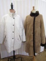 Suede and shearling sheepskin coat labelled 'Best Classic', with mandarin collar, front button