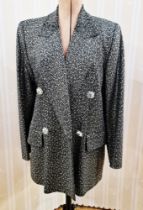 Couture Gai Mattiolo black sequinned jacket, size 42, button detail, full front, a Richmond 'X'