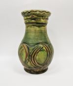 Herman A. Kahler (Danish 1846-1917) large stoneware vase of baluster form with finger-swipe oval