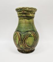 Herman A. Kahler (Danish 1846-1917) large stoneware vase of baluster form with finger-swipe oval