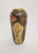 Limoges vase with poppy, butterfly and gilt decoration, 18cm high