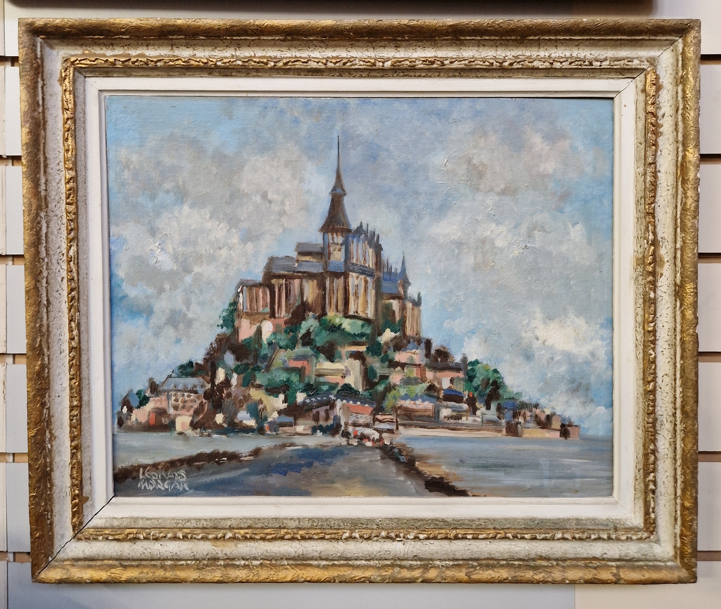 L Edward Morgan (20th century) Oil on canvas Mont Saint-Michel, signed lower left, 39cm x 49cm - Image 2 of 3