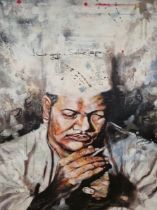 Fatima Mohammad (Malaysia, 21st century) Acrylic on canvas 'Tenggu Sekejap', signed lower right