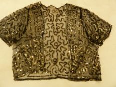 1920s black net and sequin bolero jacket