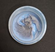 Rene Lalique for D'Orsay, a "Deux Sirenes" small opalescent glass box lid, model D'Orsay-Box-2,