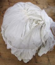 Full-length cotton skirt/petticoat trimmed with lace, has a crinoline, from the English National
