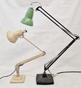 Herbert Terry anglepoise lamp in beige colourway, together with a vintage anglepoise lamp (2)