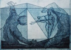 Kaia Mayer (1923-2005) Colour etching 'Eternal Triangle', limited edition numbered IV/XX, signed and