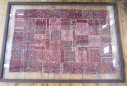 An antique handwoven panel, possibly Belouch, squares stitched together, 228 x 121cms double