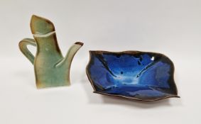 Chris Payne (contemporary) slab built white stoneware teapot of organic form with celadon glaze,