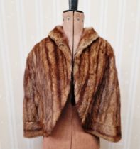 Vintage musquash fur cape, a grey squirrel fur coat labelled "Harrisons of Gloucester" (2)