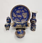 Small quantity of Carlton Ware ‘New Mikado’ pattern items with blue ground, to include vase and