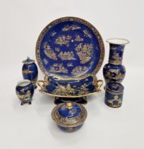 Small quantity of Carlton Ware ‘New Mikado’ pattern items with blue ground, to include vase and