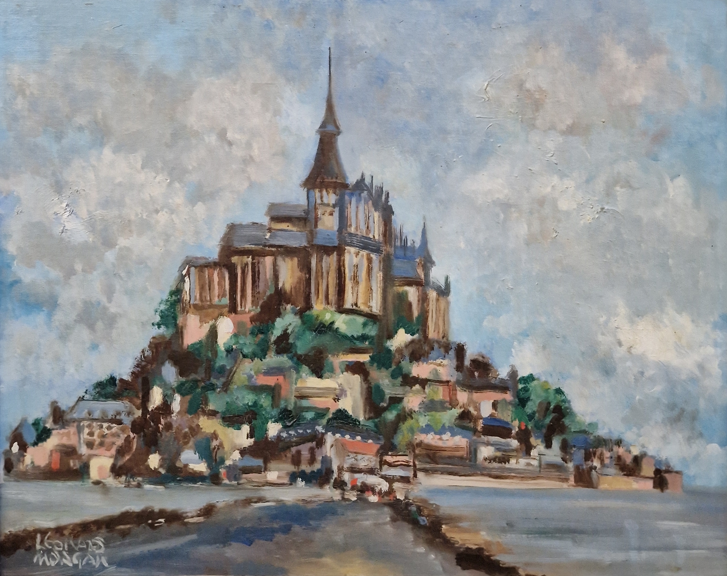 L Edward Morgan (20th century) Oil on canvas Mont Saint-Michel, signed lower left, 39cm x 49cm