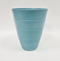 Keith Murray for Wedgwood, a matt blue glazed vase of tapering form, with horizontal bands,