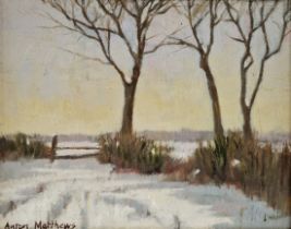 Anton Matthews, RCA (1925 - 2008) Oil on board "Winter Morning", signed lower left, framed, 20cm x